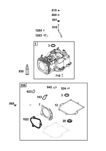 Cylinder Group Diagram and Parts List for 093J02-0102-H5 020000 - 09Z999 Briggs and Stratton Engine